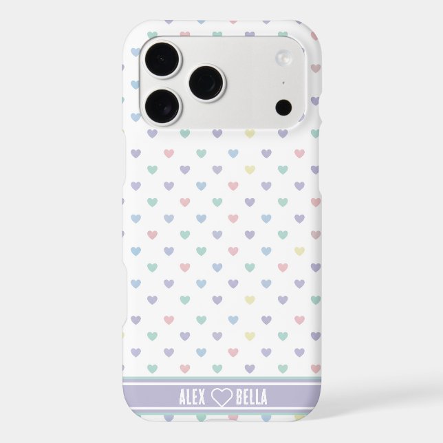 Minimalist Soft Pastel Heart Pattern Personalised (Back)