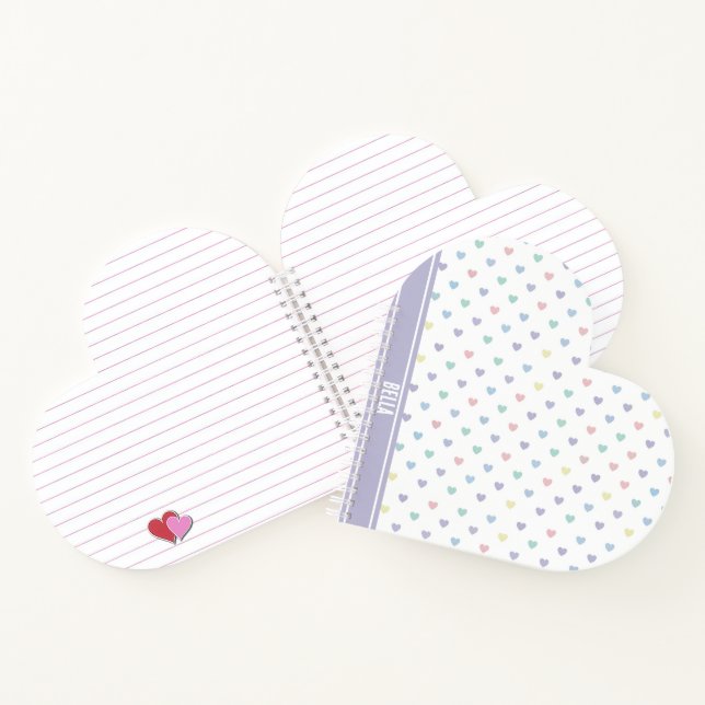 Minimalist Soft Pastel Heart Pattern Personalised Notebook (Inside)