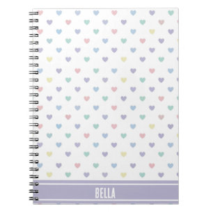 Minimalist Soft Pastel Heart Pattern Personalised Notebook