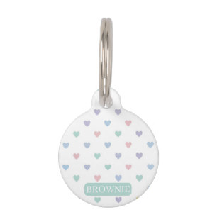 Minimalist Soft Pastel Heart Pattern  Pet Tag