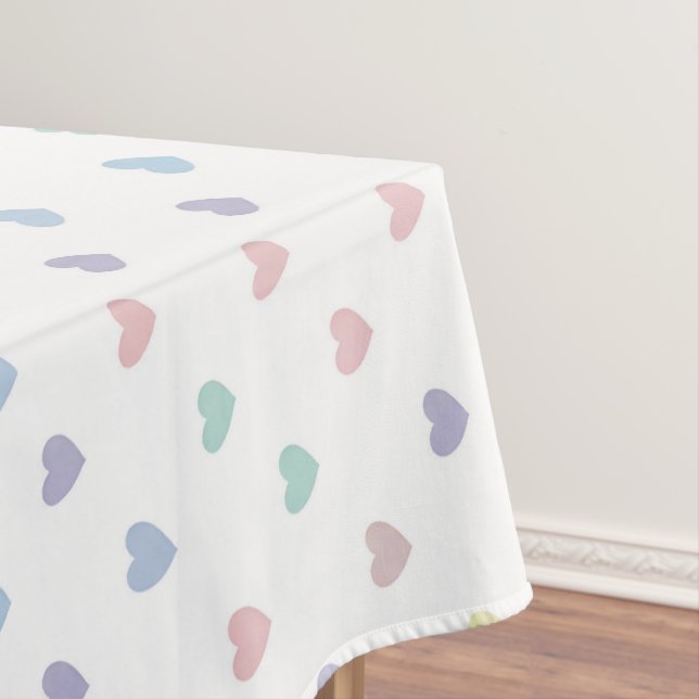 Minimalist Soft Pastel Heart Pattern   Tablecloth (In Situ)
