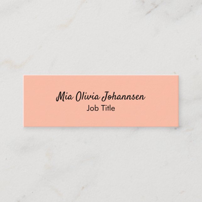 Minimalist Soft Peach Mini Business Card (Front)