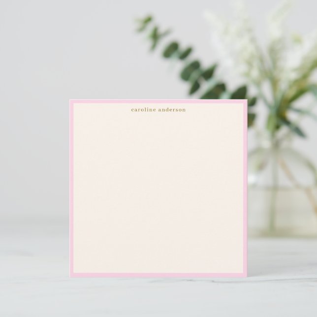 Minimalist Soft Pink Border Personalised Name Card (Standing Front)