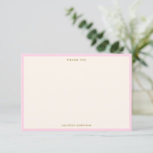 Minimalist Soft Pink Border Personalised Name Thank You Card
