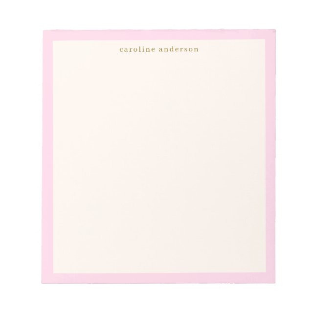Minimalist Soft Pink Border Personalized Name Notepad (Front)