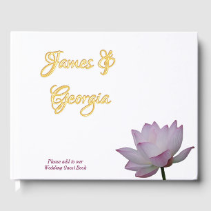 Minimalist soft pink & green lotus Wedding Guest Book
