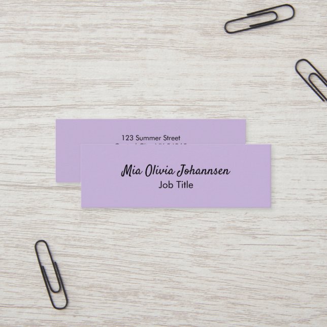 Minimalist Soft Violet Mini Business Card (Front/Back In Situ)