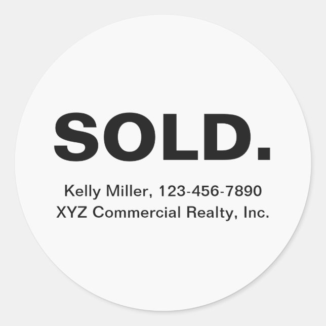 Minimalist SOLD Real Estate | Realtor Marketing Classic Round Sticker (Front)
