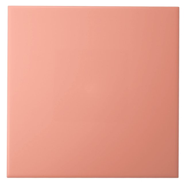 Minimalist Solid Color Orange Soft Pink Coral Ceramic Tile (Front)