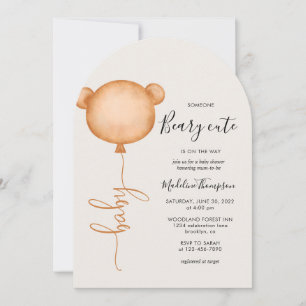 Minimalist Someone Beary Cute Balloon Baby Shower  Invitation