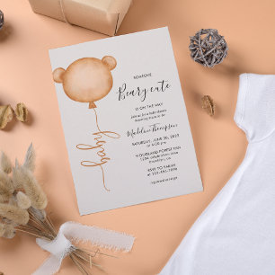 Minimalist Someone Beary Cute Balloon Baby Shower Invitation
