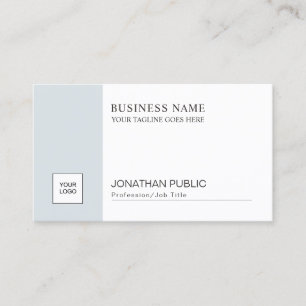 Minimalist Sophisticated Design Blue White Plain Business Card