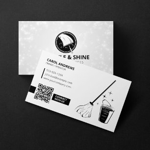 Minimalist Sparkling Cleaning Service Housekeeper Business Card