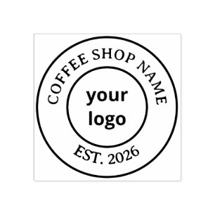 Minimalist Speciality Coffee Shop Cup Logo Rubber Stamp
