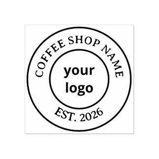 Minimalist Speciality Coffee Shop Cup Logo Rubber Stamp