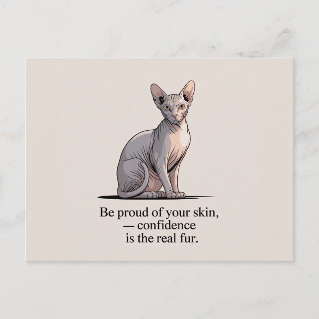 Minimalist Sphynx Cat Inspirational Art Postcard (Front)