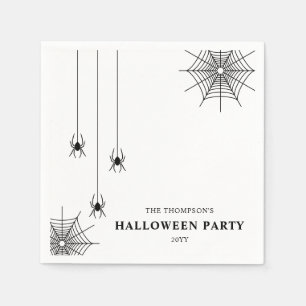 Minimalist Spiders And Spider Web Halloween Napkin