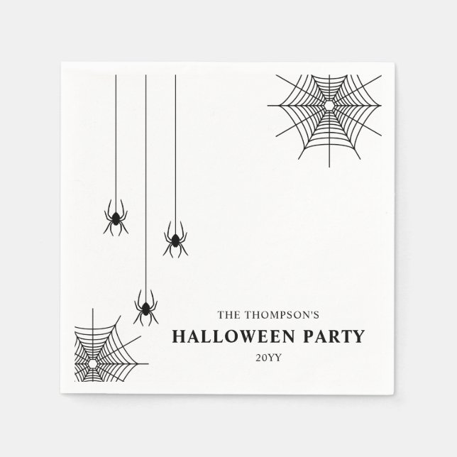 Minimalist Spiders And Spider Web Halloween Napkin (Front)