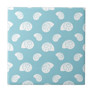 Minimalist Spiral Seashell Coastal Pattern Ceramic Tile