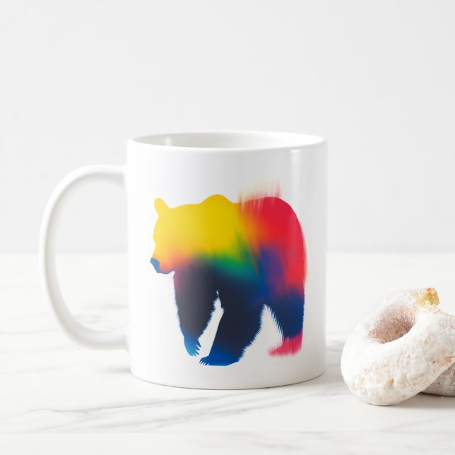 Minimalist Spray Paint Bear Silhouette Coffee Mug (With Donut)