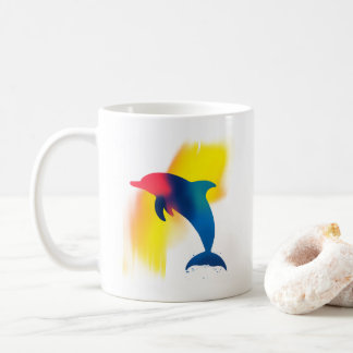 Minimalist Spray Paint Dolphin Silhouette Coffee Mug