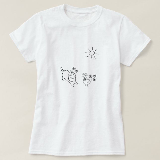 Minimalist Spring Cat T-Shirt (Design Front)