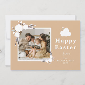 Minimalist Spring Easter Personalised Family Photo Holiday Card