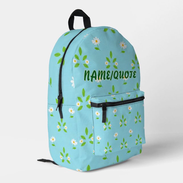 Minimalist Spring Floral Pattern Printed Backpack (Back Corner Left)