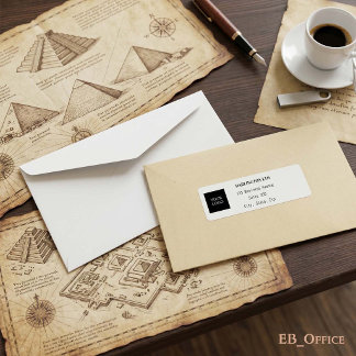 Minimalist Square Black Logo, White Return Address Label