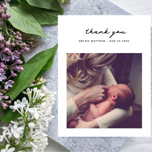 Minimalist Square Photo Baby Shower Thank You Postcard