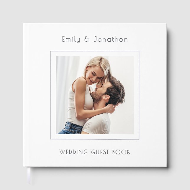 Minimalist Square Photo Wedding Guest Book (Front)
