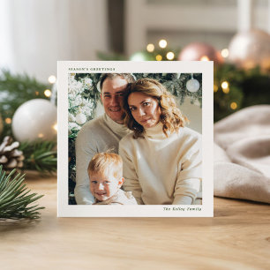 Minimalist Square Single Photo Personalised Holiday Card
