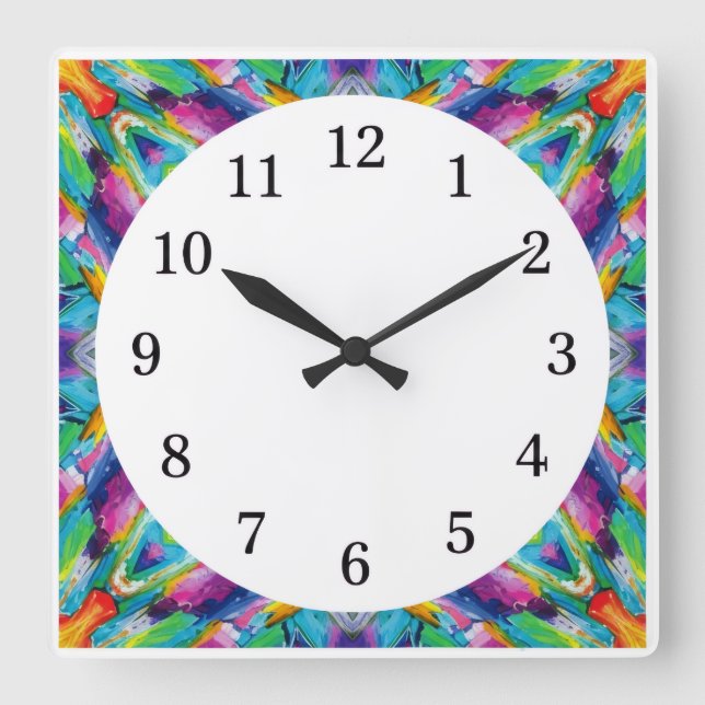 Minimalist Square Wall Clock with Numbers Only (Front)