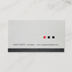 Minimalist Squares White Leather Black Trim Business Card