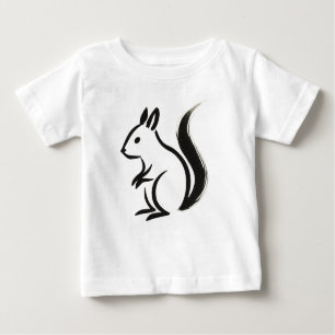 Minimalist Squirrel – Ink Brush Animal on  Baby T-Shirt