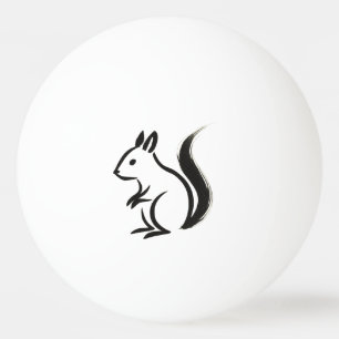 Minimalist Squirrel – Ink Brush Animal on Ping Pong Ball