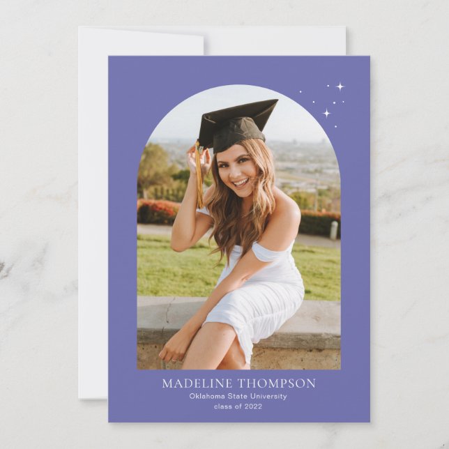 Minimalist Star Very Peri Arch 5 Photo Graduation Announcement (Front)