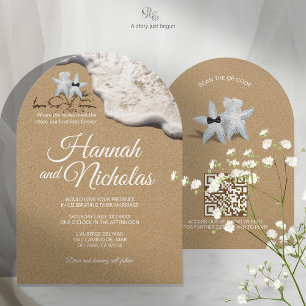 Minimalist Starfish Beach Arch Wedding Invitation 