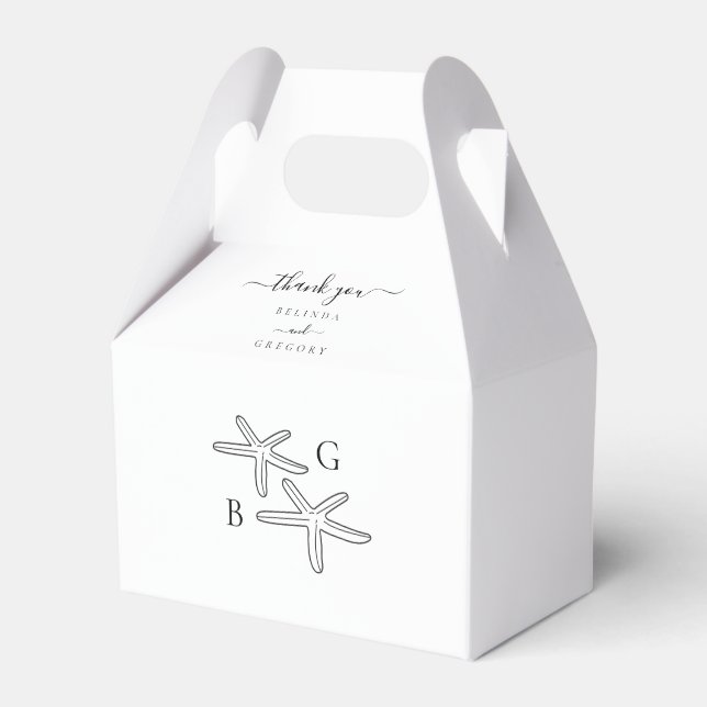 Minimalist Starfish Beach Monogram Wedding Favour Box (Front Side)