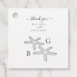 Minimalist Starfish Beach Monogram Wedding Favour Tags