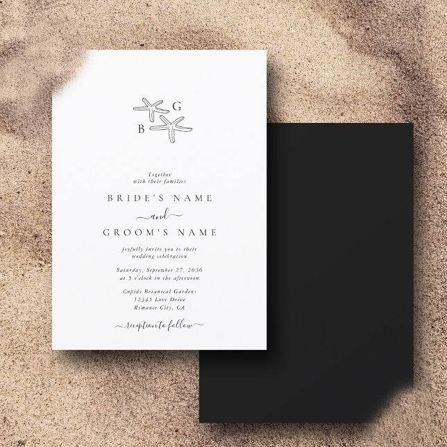 Minimalist Starfish Beach Monogram Wedding Invitation (Minimalist Starfish Beach Monogram Wedding Invitation)