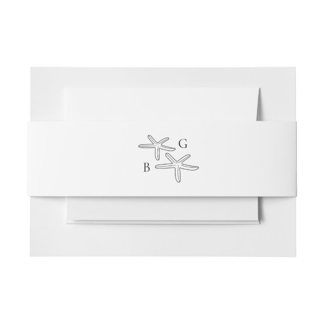 Minimalist Starfish Beach Monogram Wedding Invitation Belly Band (Front Example)
