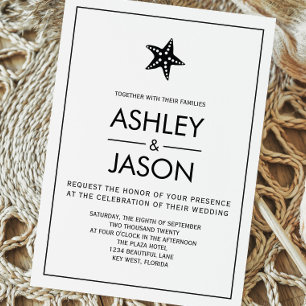 Minimalist Starfish Beach Wedding Invitation