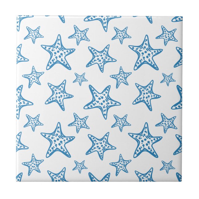 Minimalist Starfish Coastal Pattern (2) Ceramic Tile (Front)