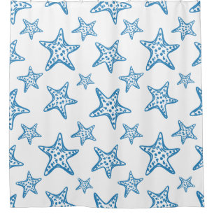 Minimalist Starfish Coastal Pattern (2) Shower Curtain