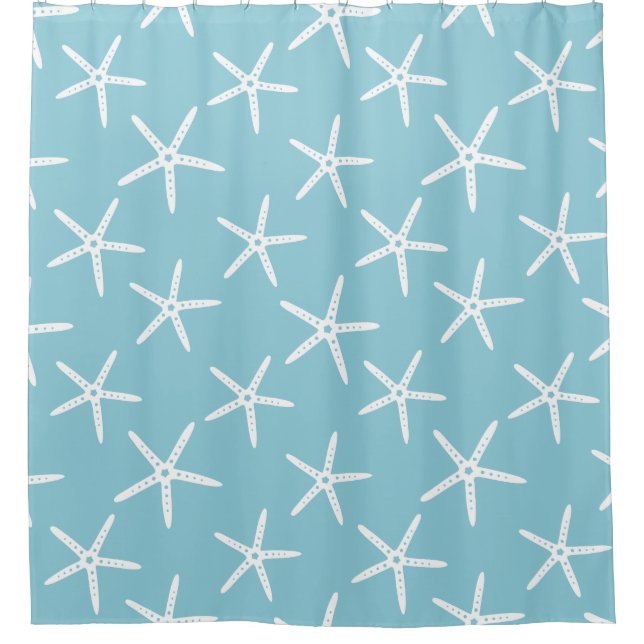 Minimalist Starfish Coastal Pattern Shower Curtain (Front)