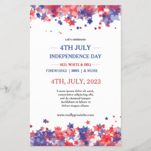 Minimalist Stars Red And Blue 4th Of July Event  Flyer