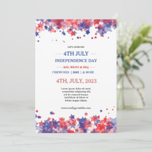 Minimalist Stars Red And Blue 4th Of July Event Invitation