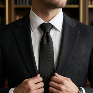 Minimalist Stealth Black Micro Check Geometric  Tie