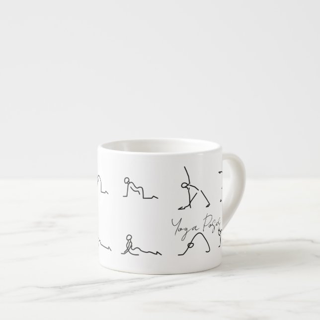 Minimalist Stick Figure Yoga Poses Espresso Cup (Front Right)